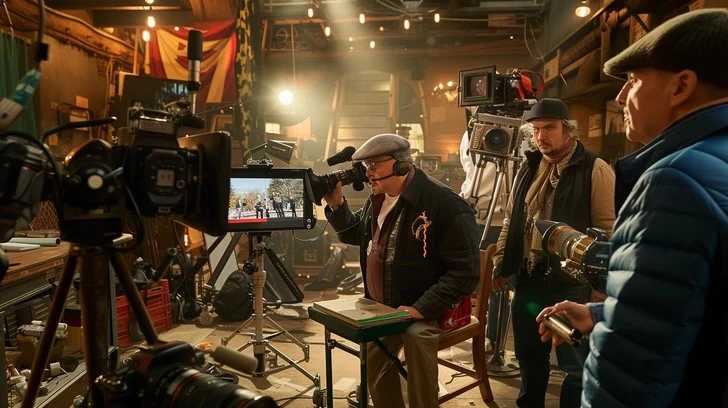 on set film production stockcake